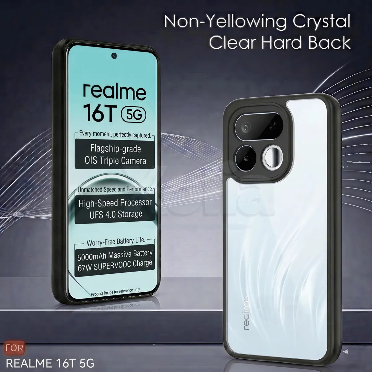 Xolia Back Cover for Realme 16T 5G (Transparent, Black, Shock Proof, Plastic, Silicon, Pack of: 1) — image 2 of 4