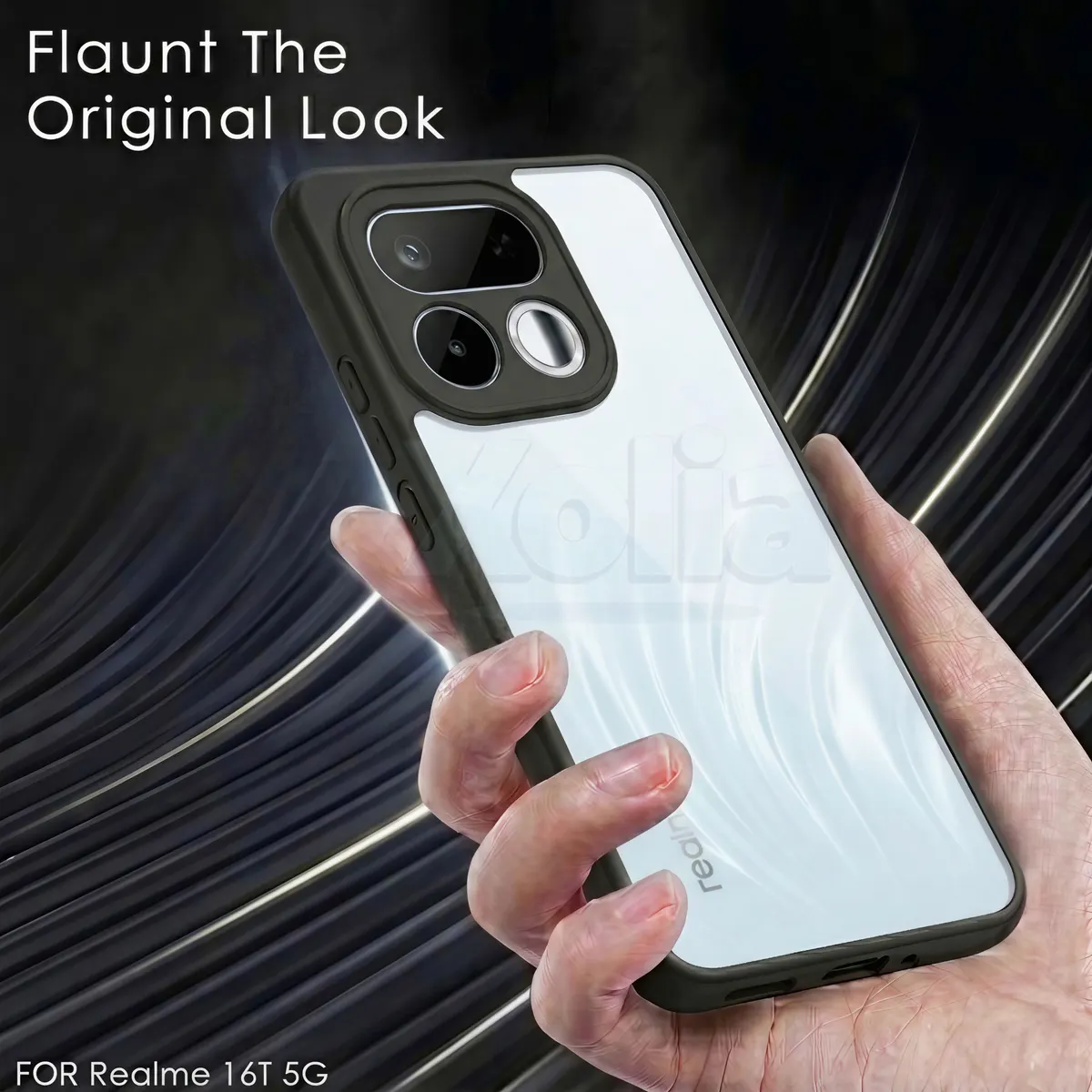 Xolia Back Cover for Realme 16T 5G (Transparent, Black, Shock Proof, Plastic, Silicon, Pack of: 1) — image 4 of 4