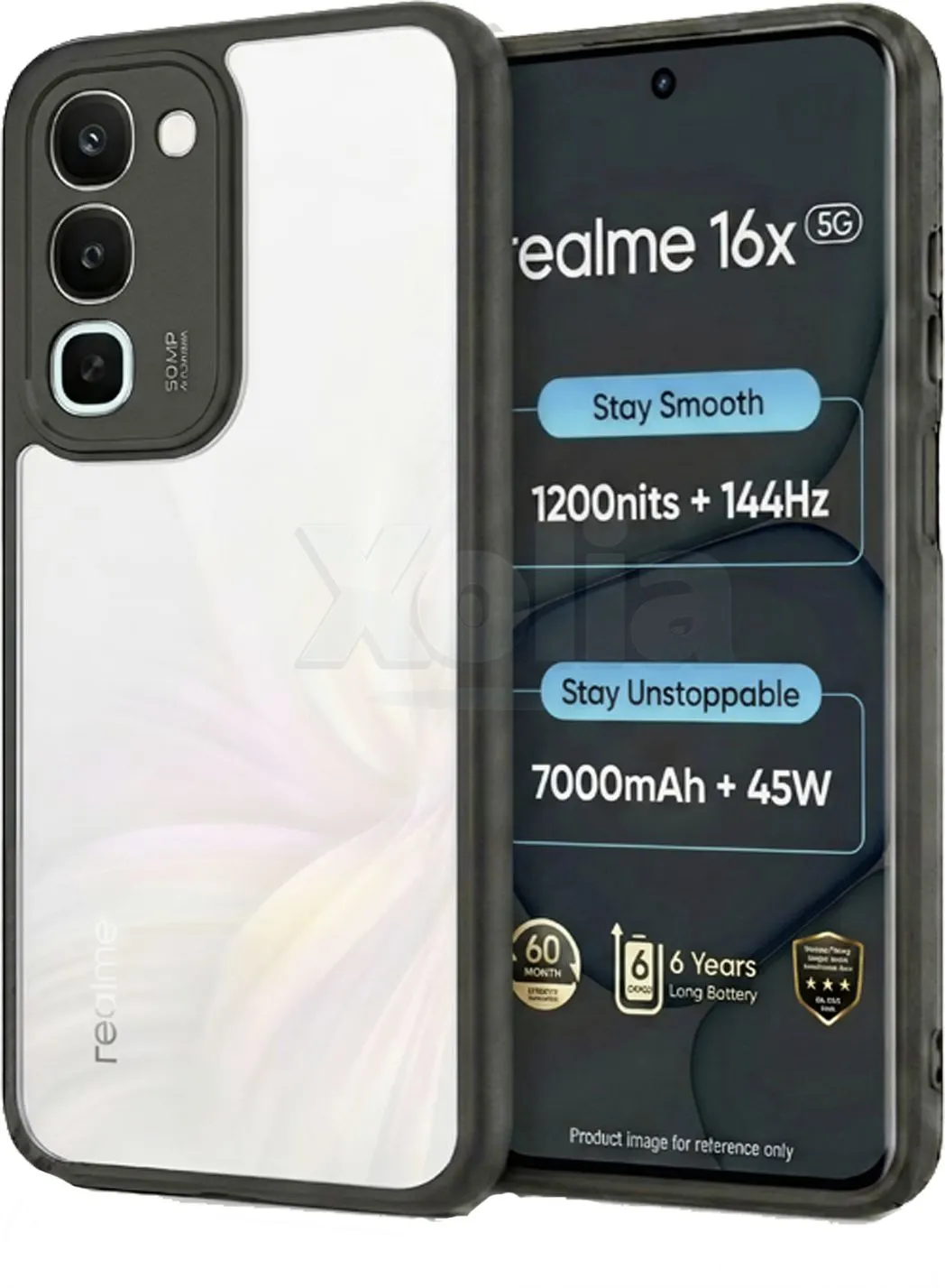 Xolia Back Cover for realme 16x 5G (Transparent, Black, Shock Proof, Plastic, Silicon, Pack of: 1)