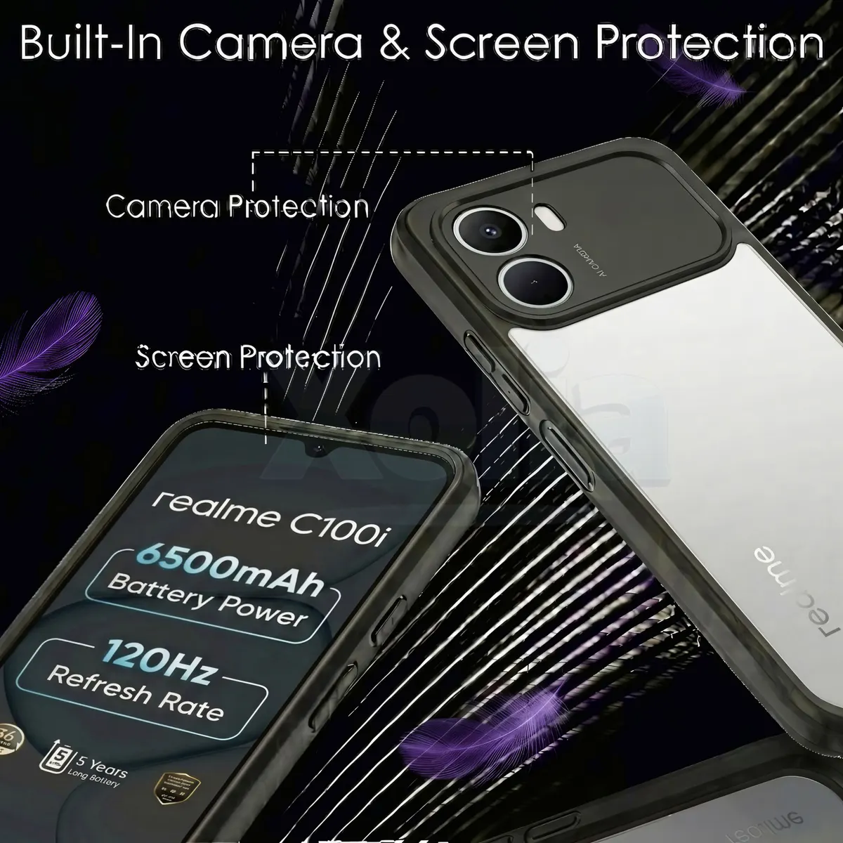 Xolia Back Cover for Realme C100i (Transparent, Black, Shock Proof, Plastic, Silicon, Pack of: 1) — image 3 of 4