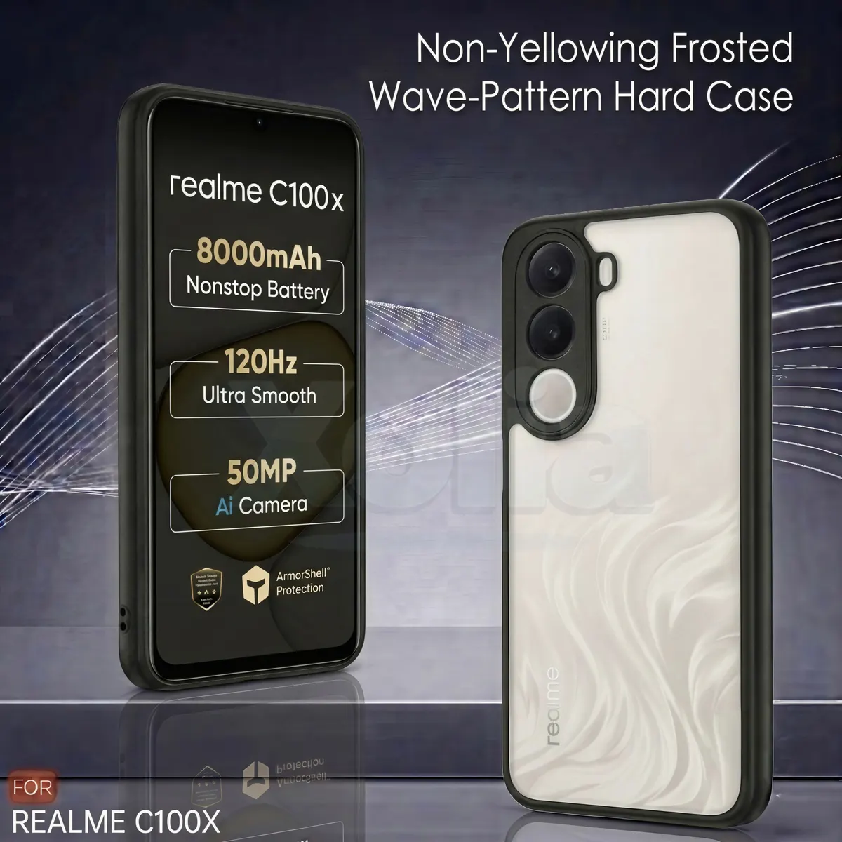 Xolia Back Cover for realme C100x (Transparent, Black, Shock Proof, Plastic, Silicon, Pack of: 1) — image 2 of 4