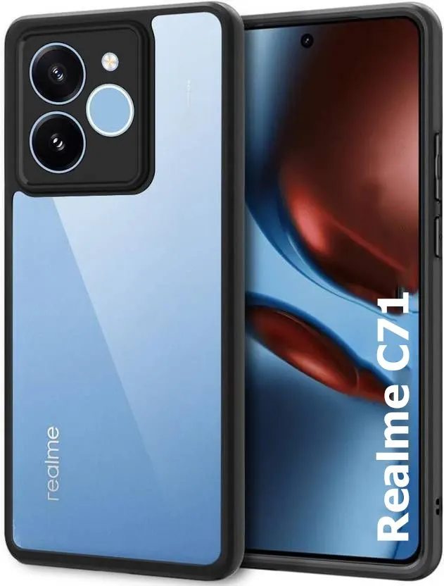 Xolia Back Cover for Realme C71 (Transparent, Black, Shock Proof, Pack of: 1)