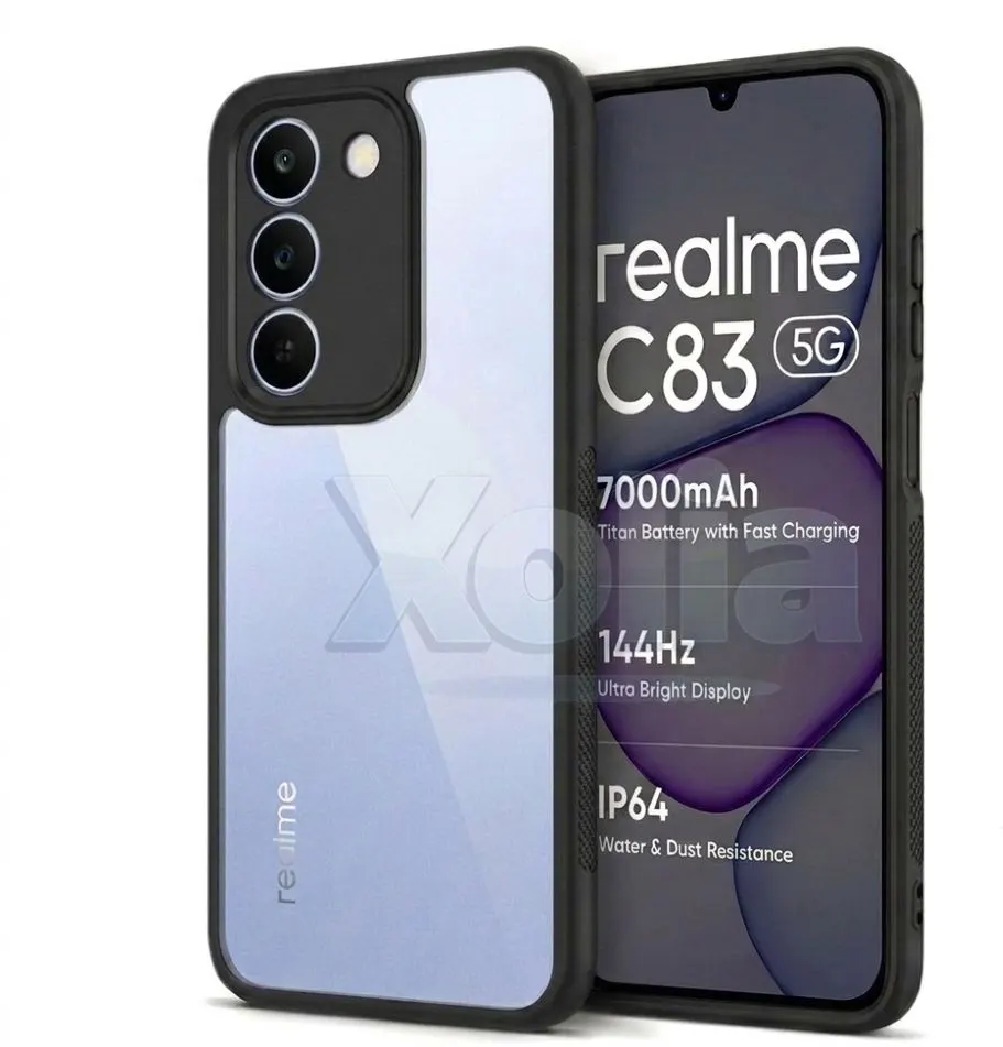 Xolia Back Cover for Realme C83 5G (Transparent, Black, Shock Proof, Polycarbonate, Silicon, Pack of: 1)