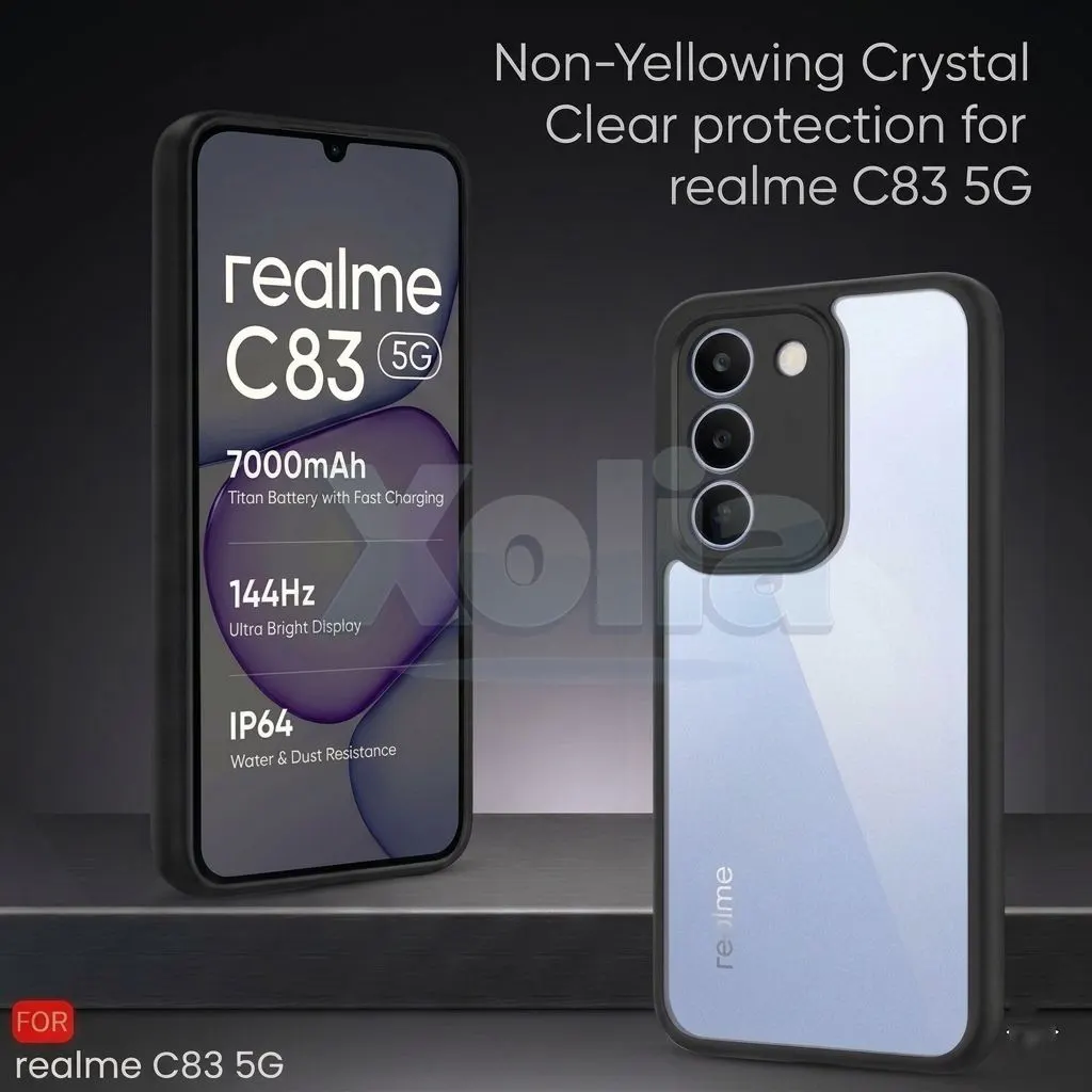 Xolia Back Cover for Realme C83 5G (Transparent, Black, Shock Proof, Polycarbonate, Silicon, Pack of: 1) — image 2 of 4