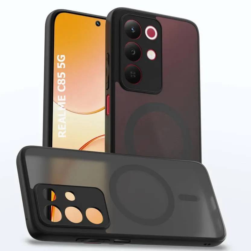 Xolia Back Cover for Realme C85 5G (Black, Shock Proof, Polycarbonate, Pack of: 1)