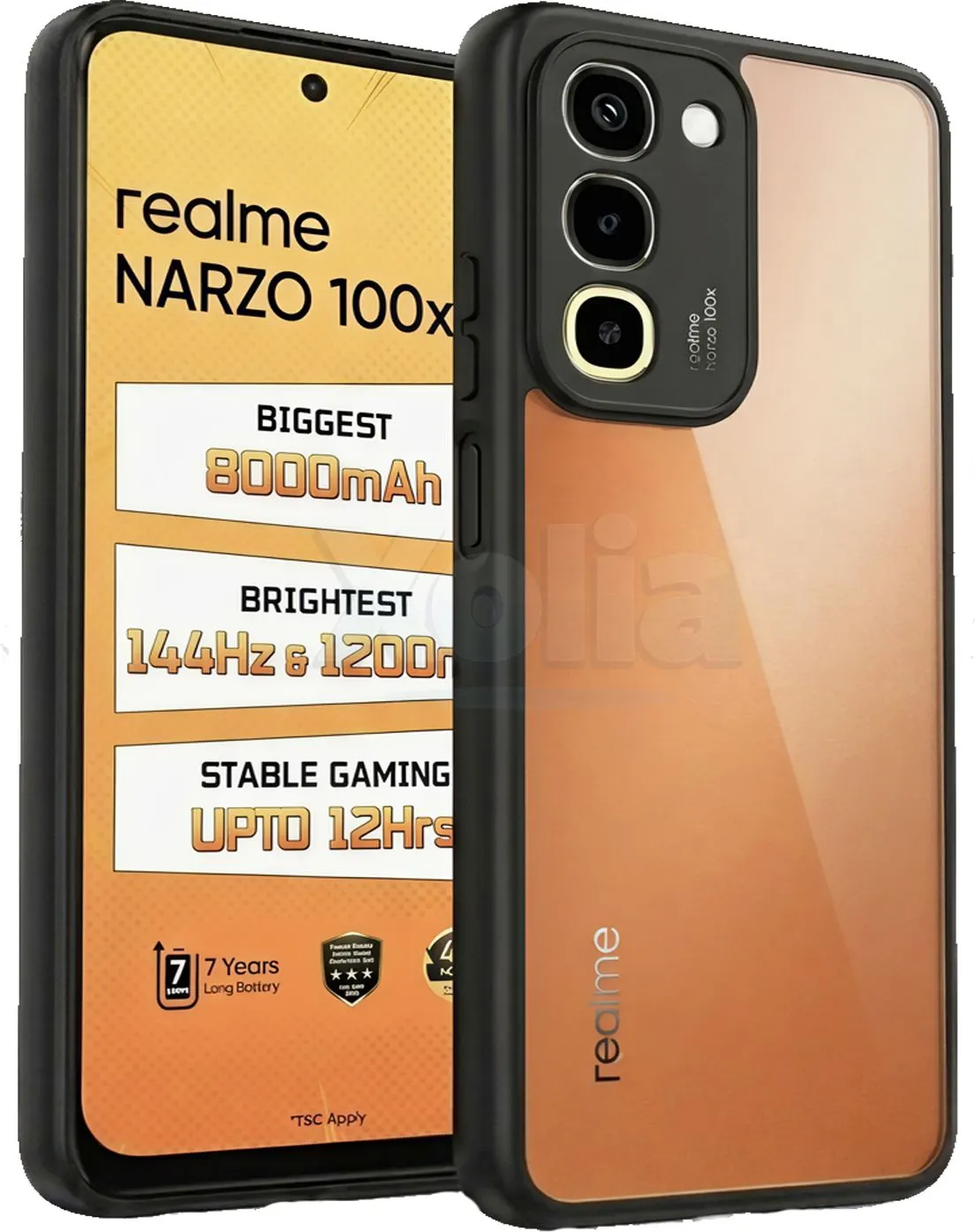 Xolia Back Cover for realme NARZO 100x 5G (Transparent, Black, Shock Proof, Plastic, Silicon, Pack of: 1)