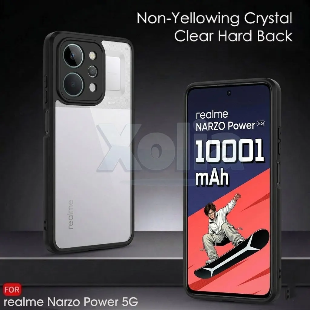 Xolia Back Cover for Realme Narzo Power 5G (Transparent, Black, Shock Proof, Plastic, Silicon, Pack of: 1) — image 2 of 4