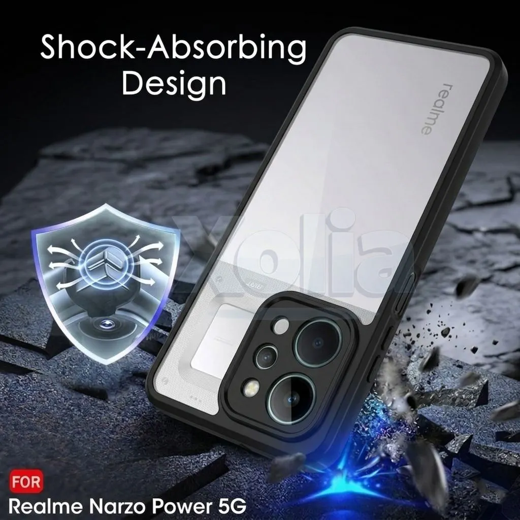 Xolia Back Cover for Realme Narzo Power 5G (Transparent, Black, Shock Proof, Plastic, Silicon, Pack of: 1) — image 4 of 4