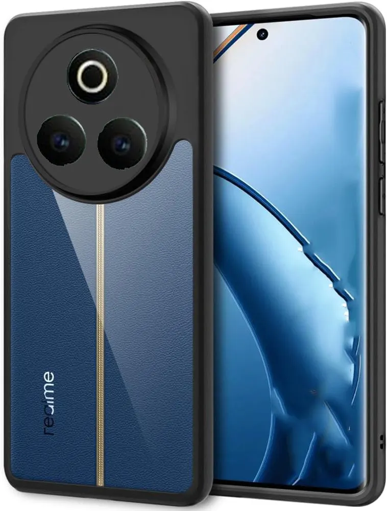 Micvir Back Cover for Realme P3 Pro 5G (Transparent, Black, Shock Proof, Plastic, Silicon, Pack of: 1)