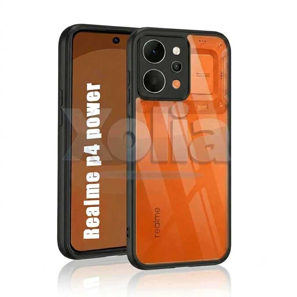 Xolia Back Cover for Realme P4 Power 5G (Transparent, Black, Shock Proof, Plastic, Silicon, Pack of: 1)