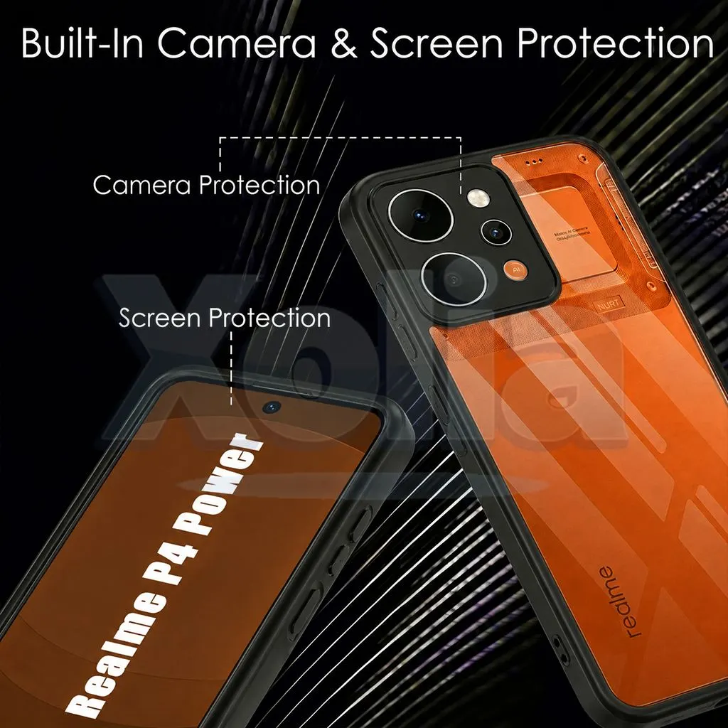 Xolia Back Cover for Realme P4 Power 5G (Transparent, Black, Shock Proof, Plastic, Silicon, Pack of: 1) — image 4 of 5