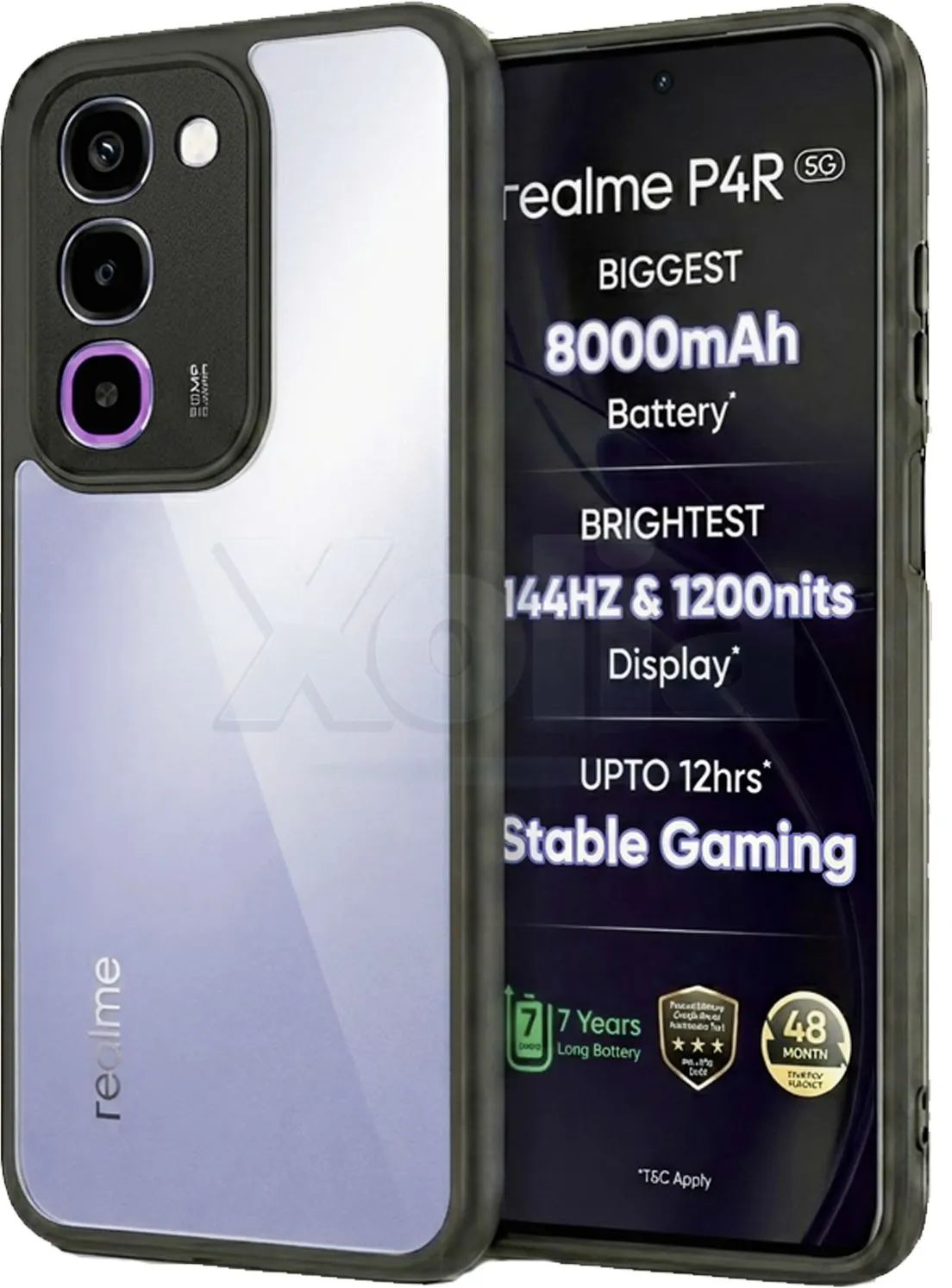 Xolia Back Cover for Realme P4r 5G (Transparent, Black, Shock Proof, Plastic, Silicon, Pack of: 1)