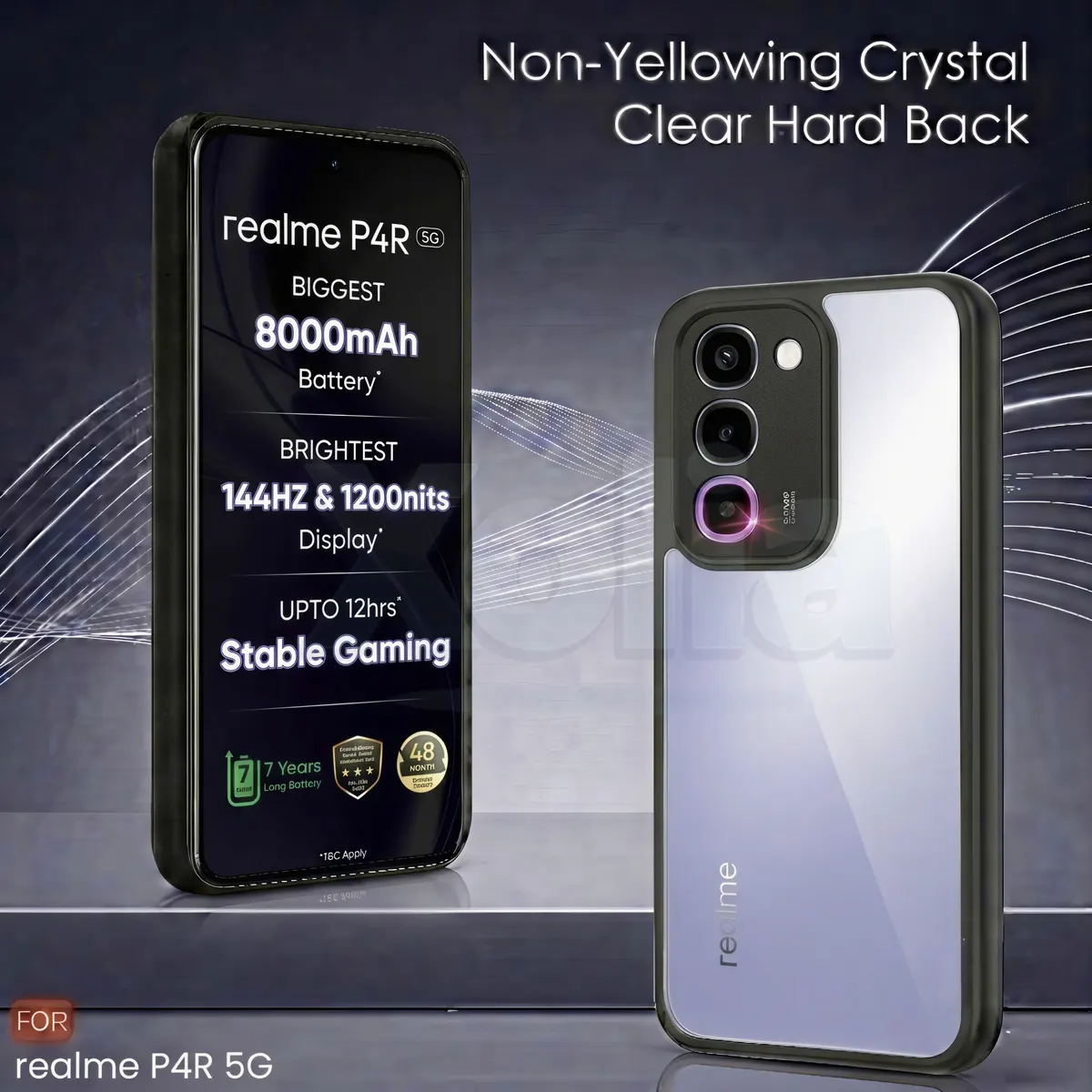 Xolia Back Cover for Realme P4r 5G (Transparent, Black, Shock Proof, Plastic, Silicon, Pack of: 1) — image 2 of 4