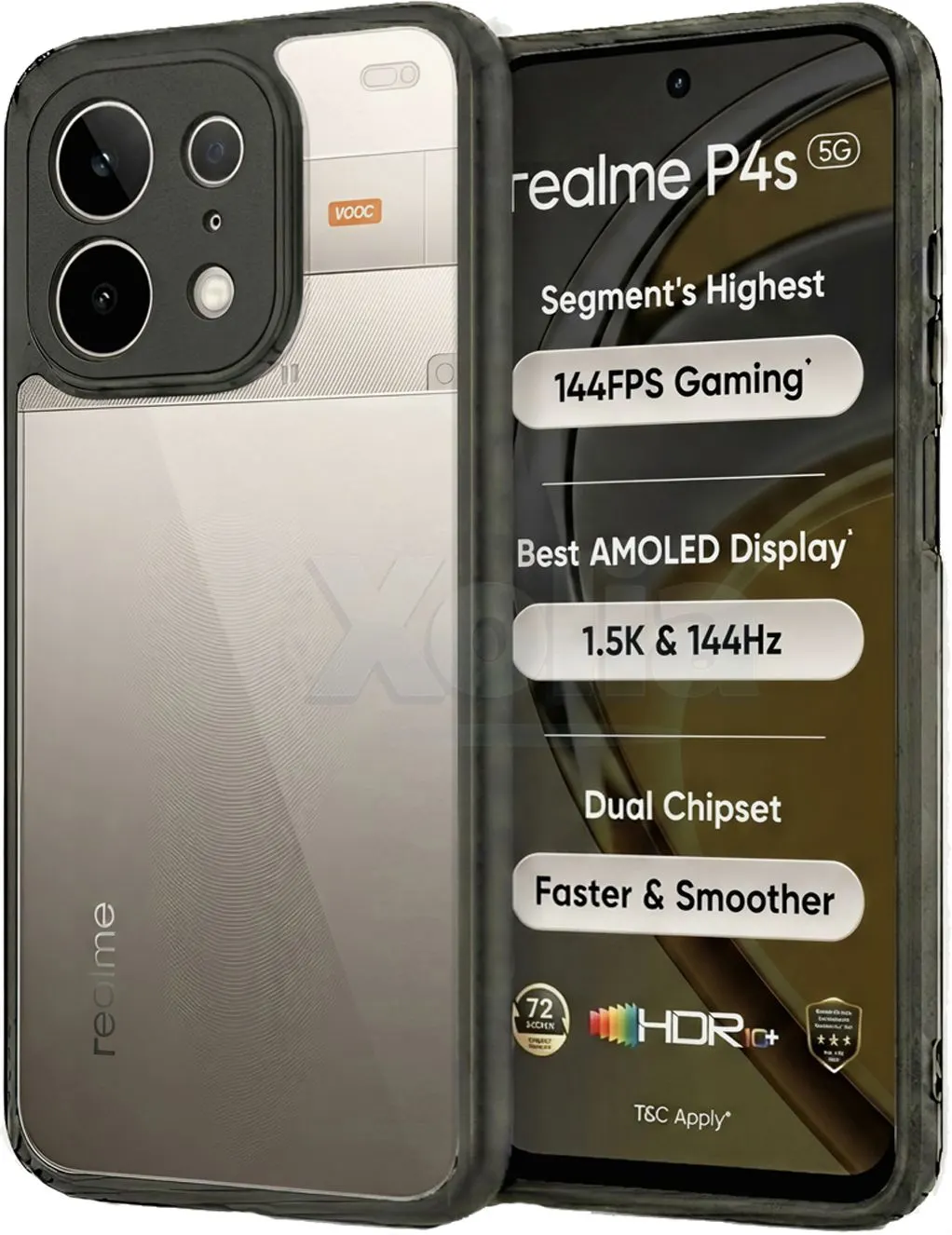 Xolia Back Cover for realme P4s 5G (Transparent, Black, Shock Proof, Plastic, Silicon, Pack of: 1)