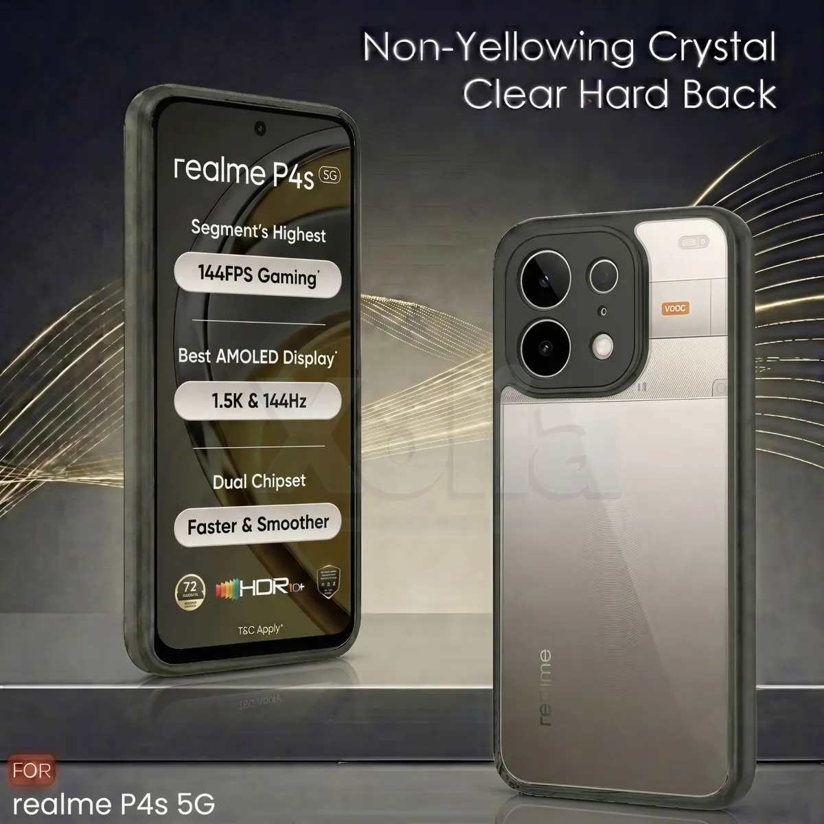 Xolia Back Cover for realme P4s 5G (Transparent, Black, Shock Proof, Plastic, Silicon, Pack of: 1) — image 2 of 2