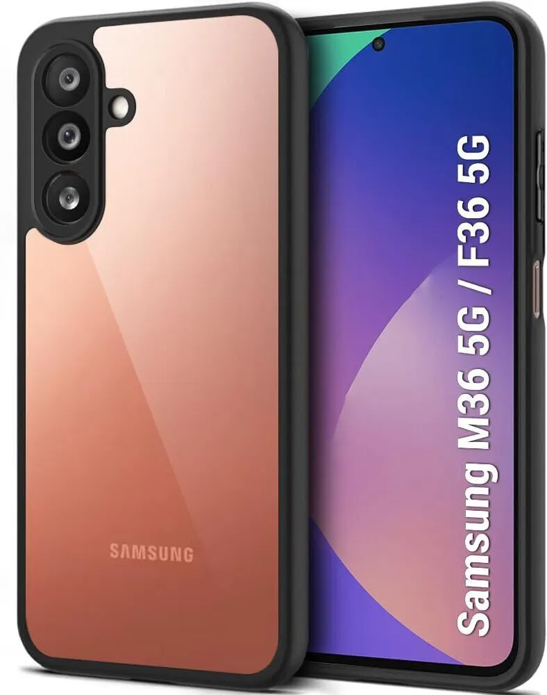 Micvir Back Cover for Samsung Galaxy F36 5G (Transparent, Black, Shock Proof, Pack of: 1)