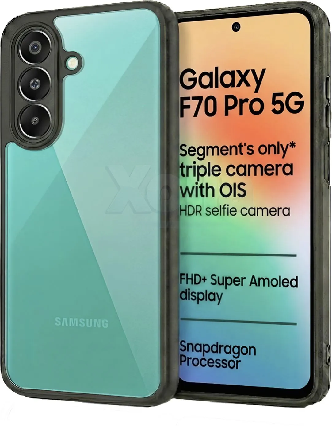 Xolia Back Cover for Samsung Galaxy F70 Pro 5G (Transparent, Black, Shock Proof, Plastic, Silicon, Pack of: 1)