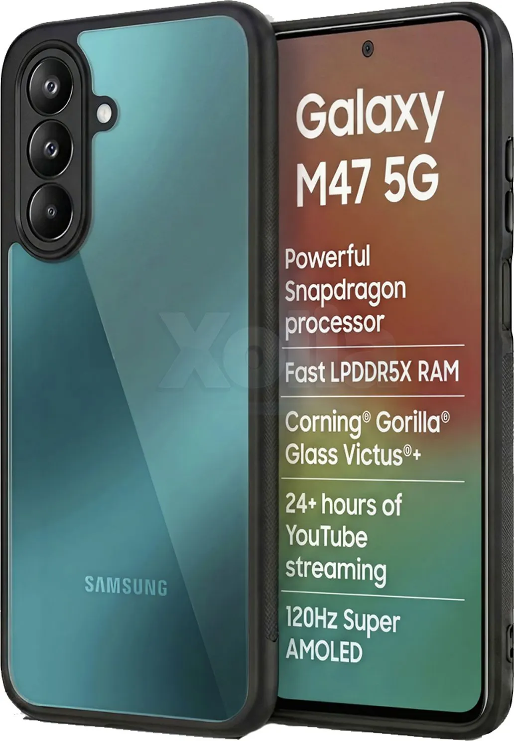 Xolia Back Cover for Samsung Galaxy M47 5G (Transparent, Black, Shock Proof, Plastic, Pack of: 1)