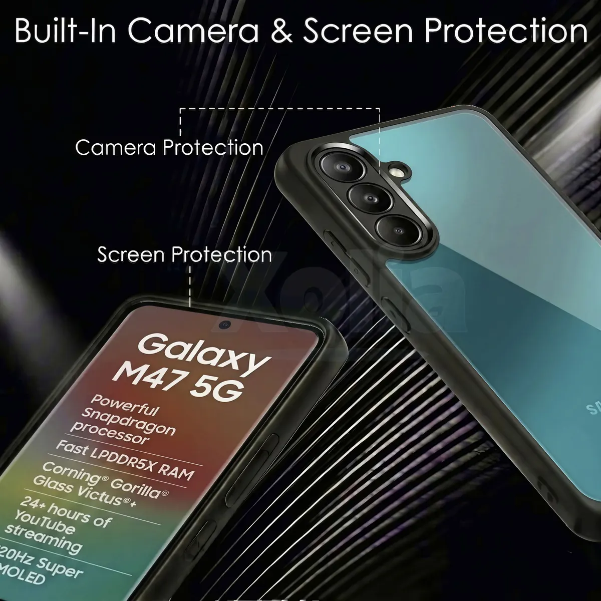 Xolia Back Cover for Samsung Galaxy M47 5G (Transparent, Black, Shock Proof, Plastic, Pack of: 1) — image 4 of 5