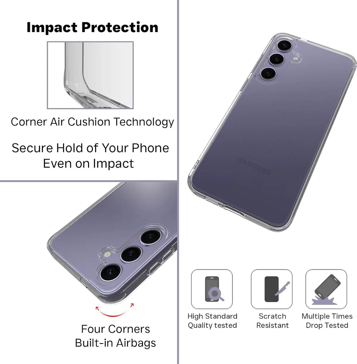 Micvir Back Cover for Samsung Galaxy S24 5G (Transparent, Shock Proof, Plastic, Silicon, Pack of: 1) — image 5 of 5