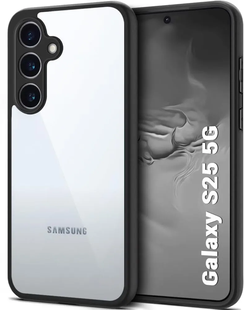 Micvir Back Cover for Samsung Galaxy S25 5G (Transparent, Black, Shock Proof, Plastic, Silicon, Pack of: 1)