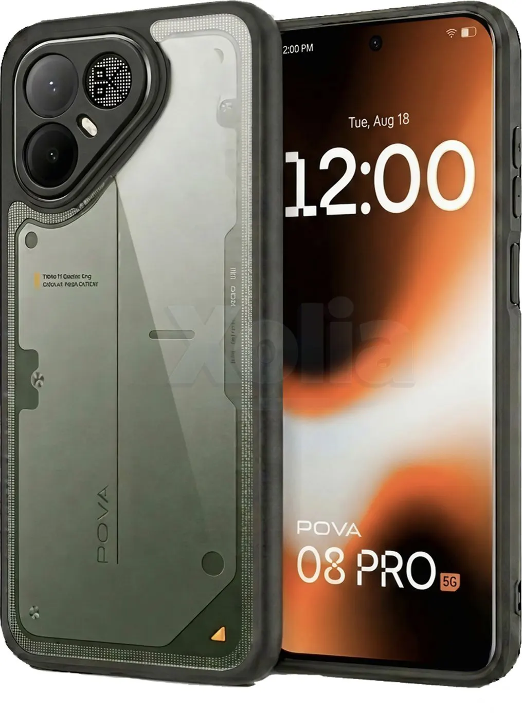 Xolia Back Cover for Tecno Pova 8 Pro 5G (Transparent, Black, Shock Proof, Plastic, Silicon, Pack of: 1)