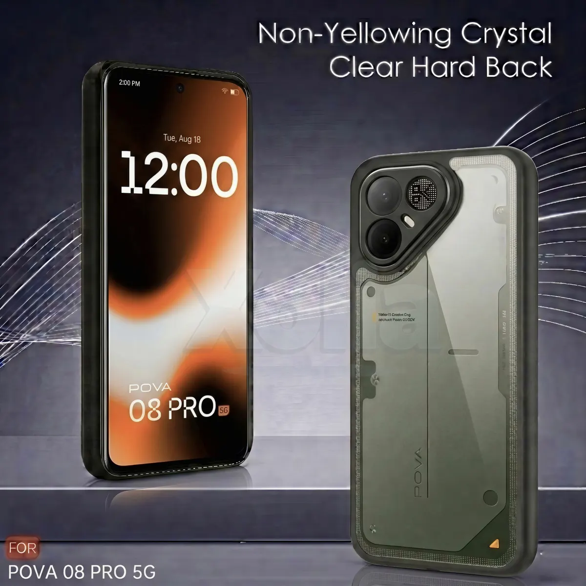 Xolia Back Cover for Tecno Pova 8 Pro 5G (Transparent, Black, Shock Proof, Plastic, Silicon, Pack of: 1) — image 2 of 4