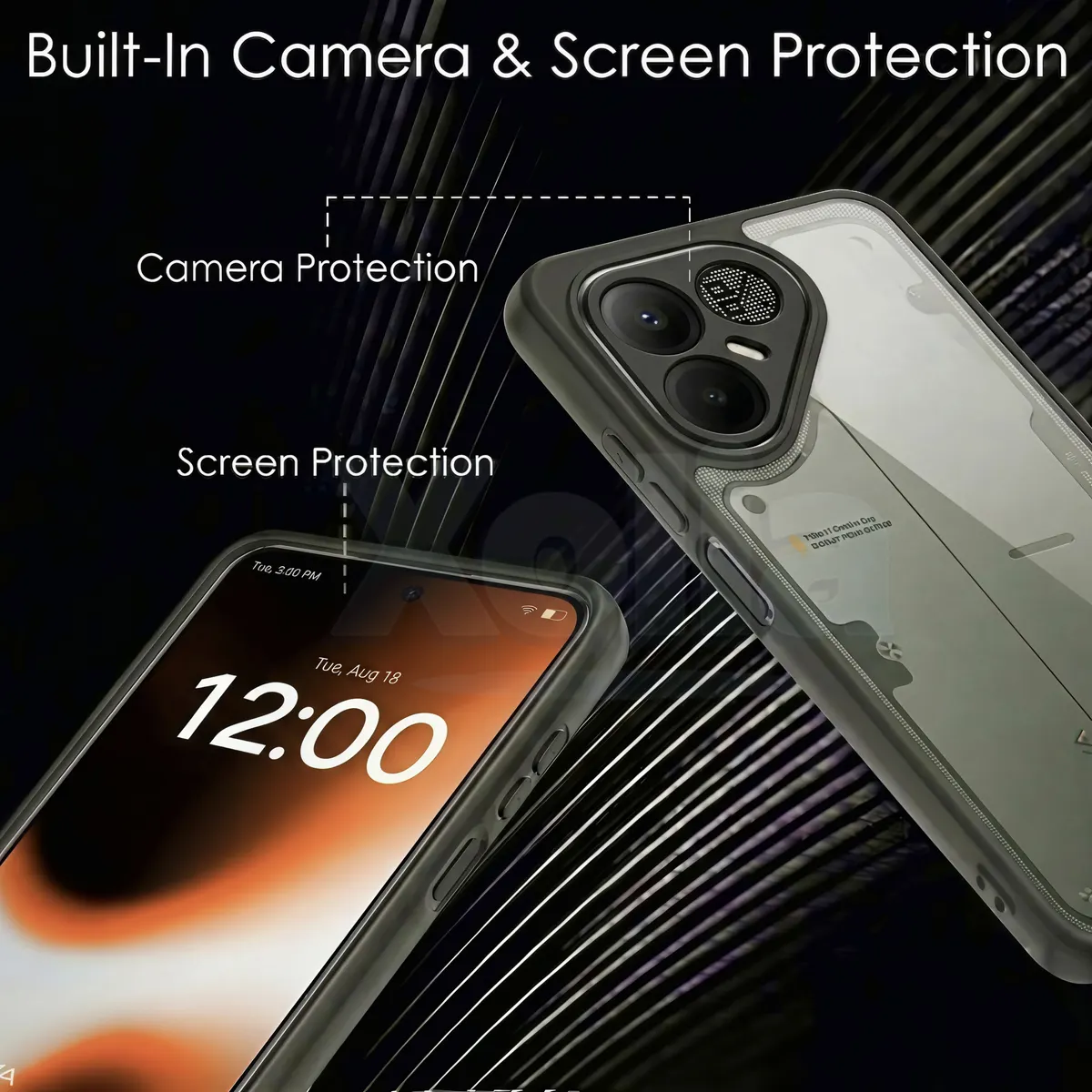 Xolia Back Cover for Tecno Pova 8 Pro 5G (Transparent, Black, Shock Proof, Plastic, Silicon, Pack of: 1) — image 3 of 4