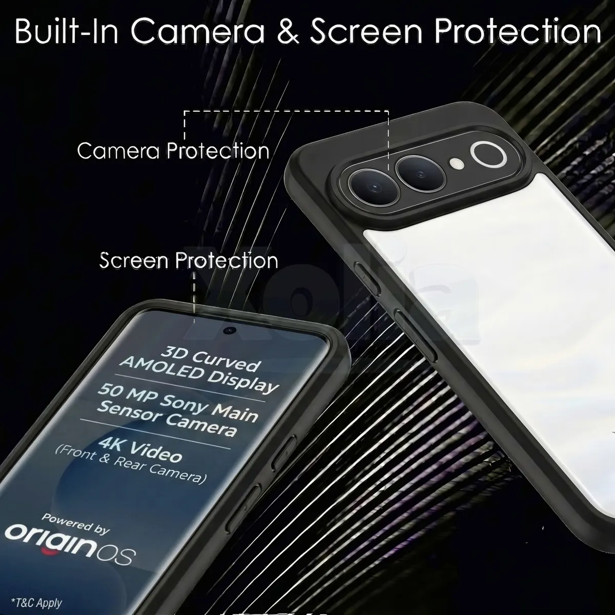 Xolia Back Cover for vivo S2 (Transparent, Black, Shock Proof, Plastic, Silicon, Pack of: 1) — image 3 of 4
