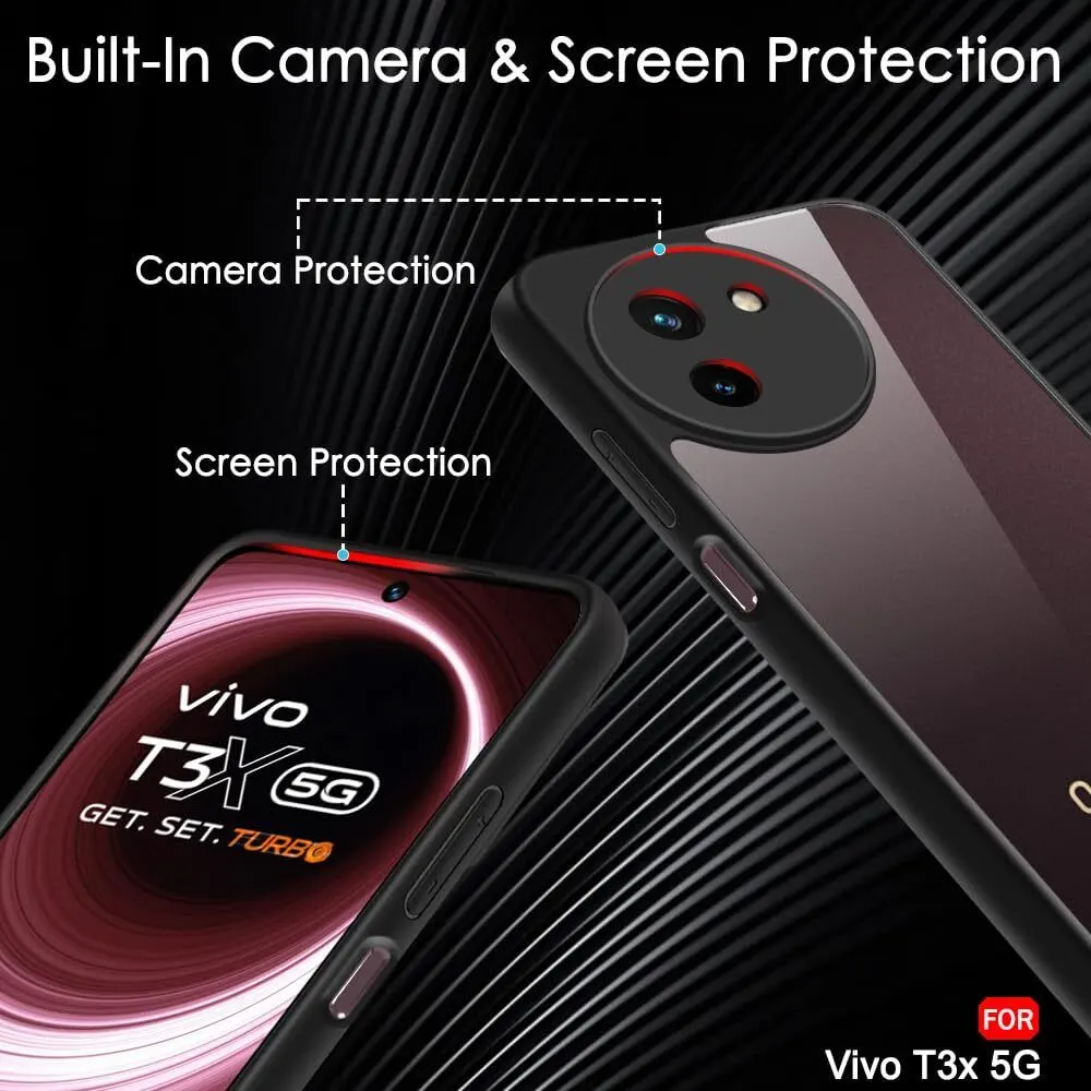 Micvir Back Cover for Vivo T3X 5G (Transparent, Black, Shock Proof, Pack of: 1) — image 3 of 5