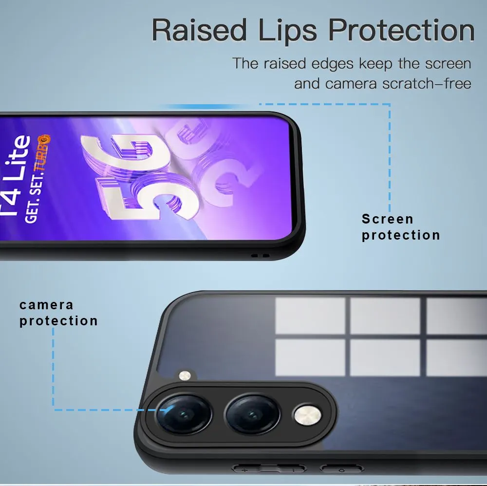 Micvir Back Cover for Vivo T4 Lite 5G (Transparent, Black, Shock Proof, Plastic, Silicon, Pack of: 1) — image 4 of 5