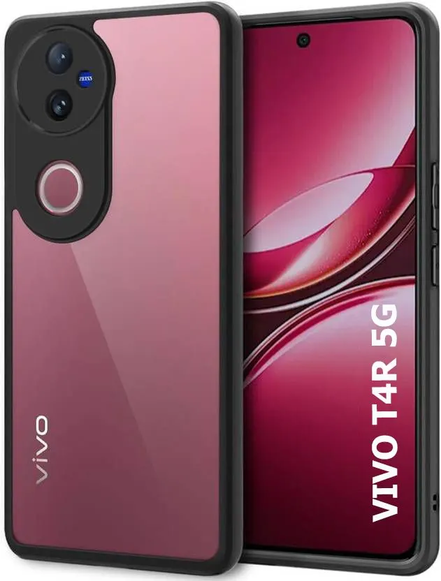 Micvir Back Cover for Vivo T4R 5G (Transparent, Black, Shock Proof, Plastic, Silicon, Pack of: 1)