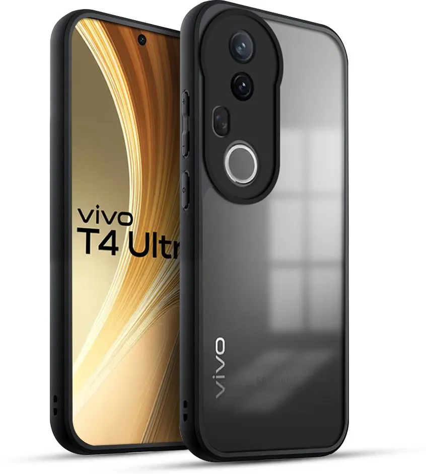 Micvir Back Cover for Vivo T4 Ultra 5G (Transparent, Black, Shock Proof, Plastic, Silicon, Pack of: 1)