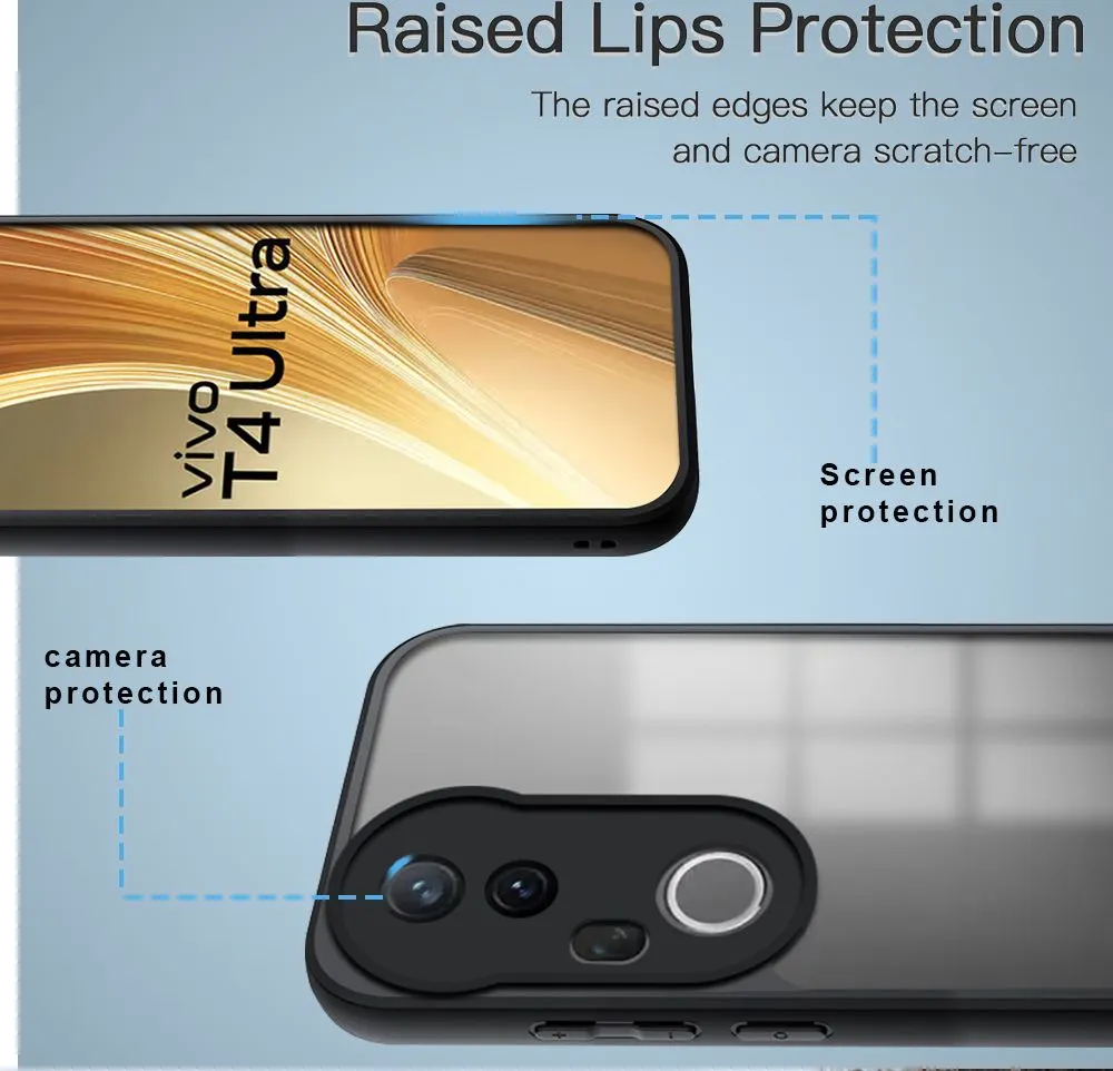 Micvir Back Cover for Vivo T4 Ultra 5G (Transparent, Black, Shock Proof, Plastic, Silicon, Pack of: 1) — image 4 of 5
