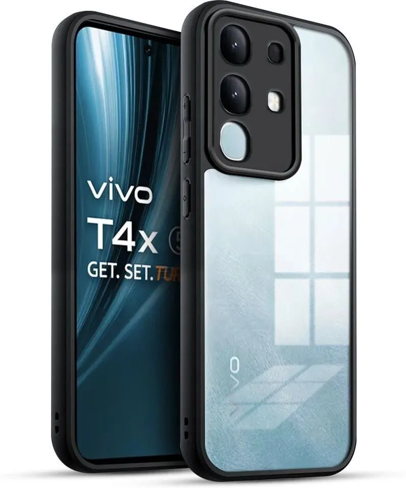 Micvir Back Cover for vivo T4x 5G, Vivo y31 Pro 5G, Iqoo Z10X 5G (Transparent, Black, Shock Proof, Polycarbonate, Pack of: 1)