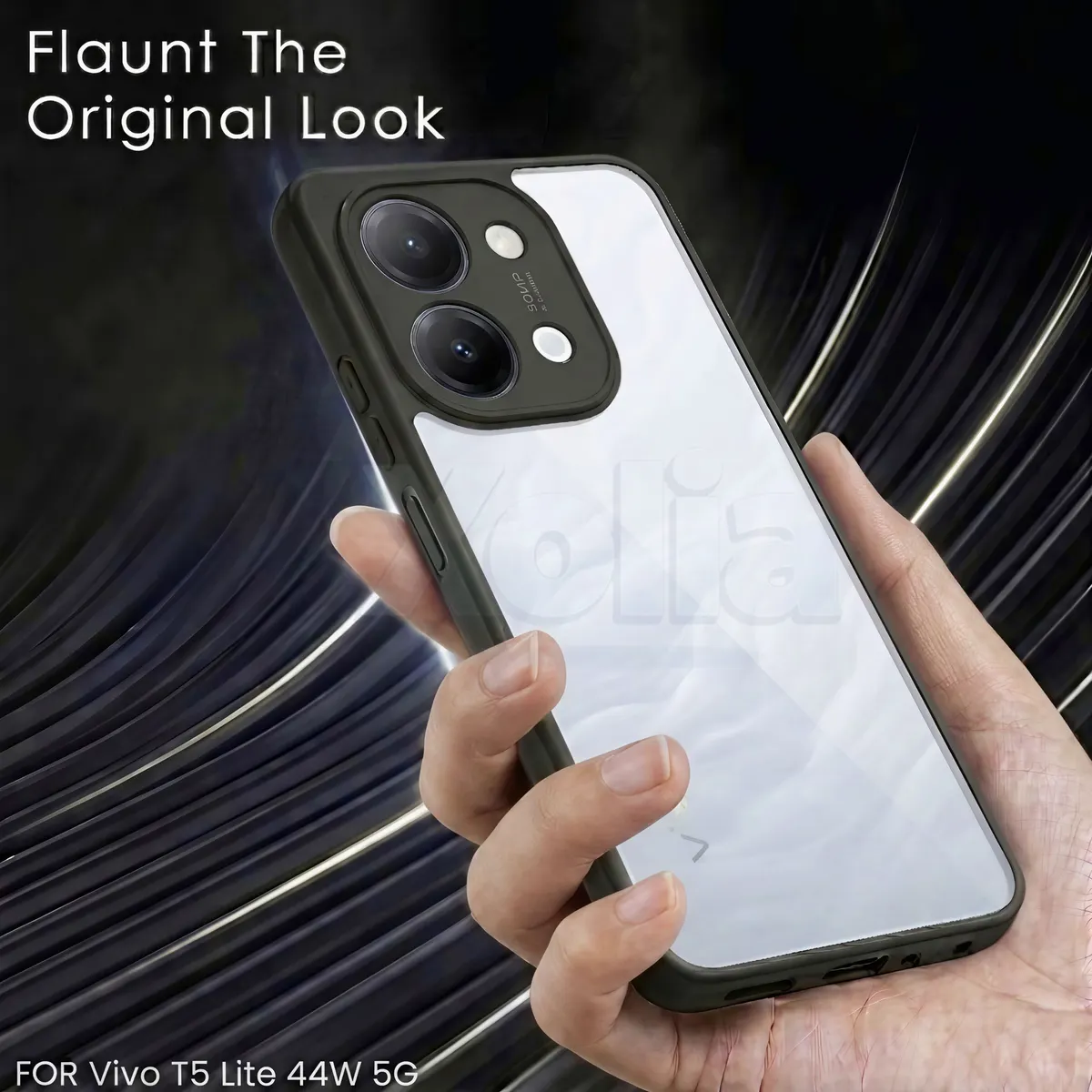 Xolia Back Cover for vivo T5 Lite 44W 5G (Transparent, Black, Shock Proof, Plastic, Silicon, Pack of: 1) — image 4 of 4