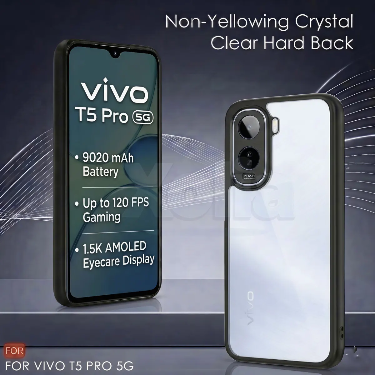 Xolia Back Cover for Vivo T5 Pro 5G (Transparent, Black, Shock Proof, Plastic, Silicon, Pack of: 1) — image 3 of 5