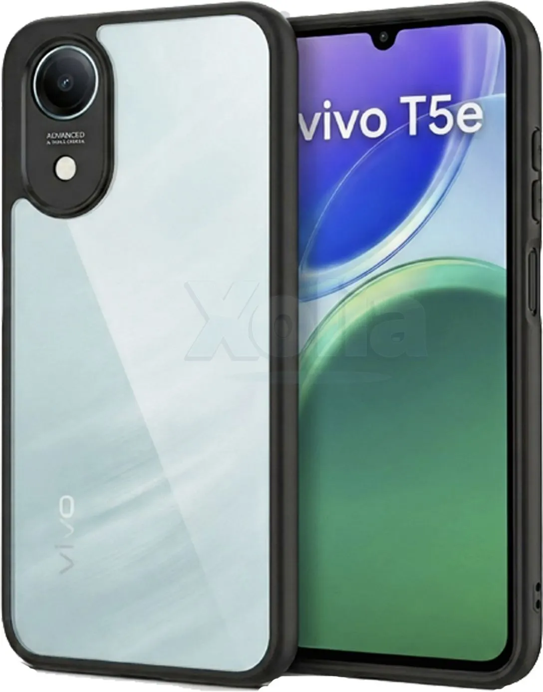 Xolia Back Cover for vivo T5e (Transparent, Black, Shock Proof, Plastic, Silicon, Pack of: 1)
