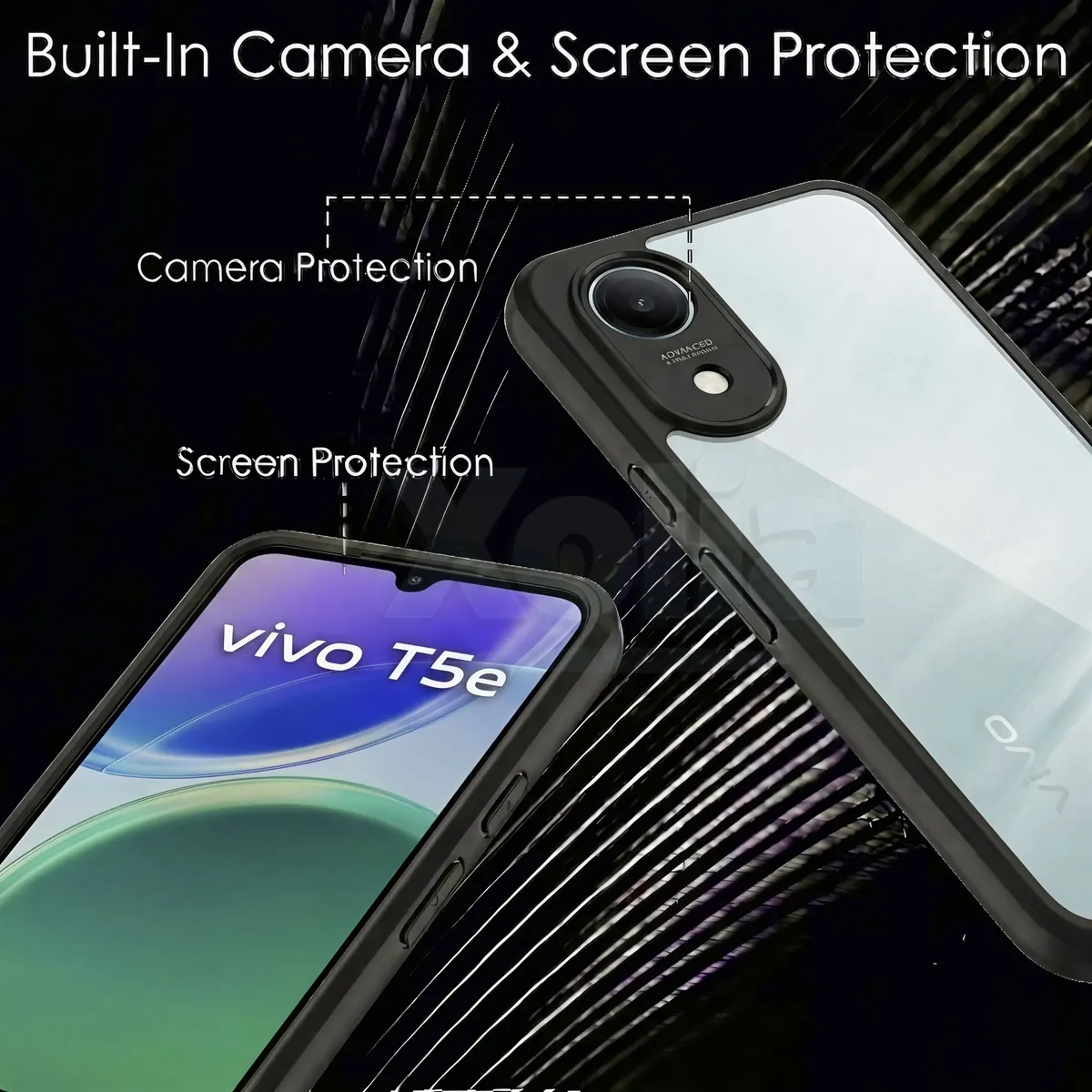 Xolia Back Cover for vivo T5e (Transparent, Black, Shock Proof, Plastic, Silicon, Pack of: 1) — image 3 of 4