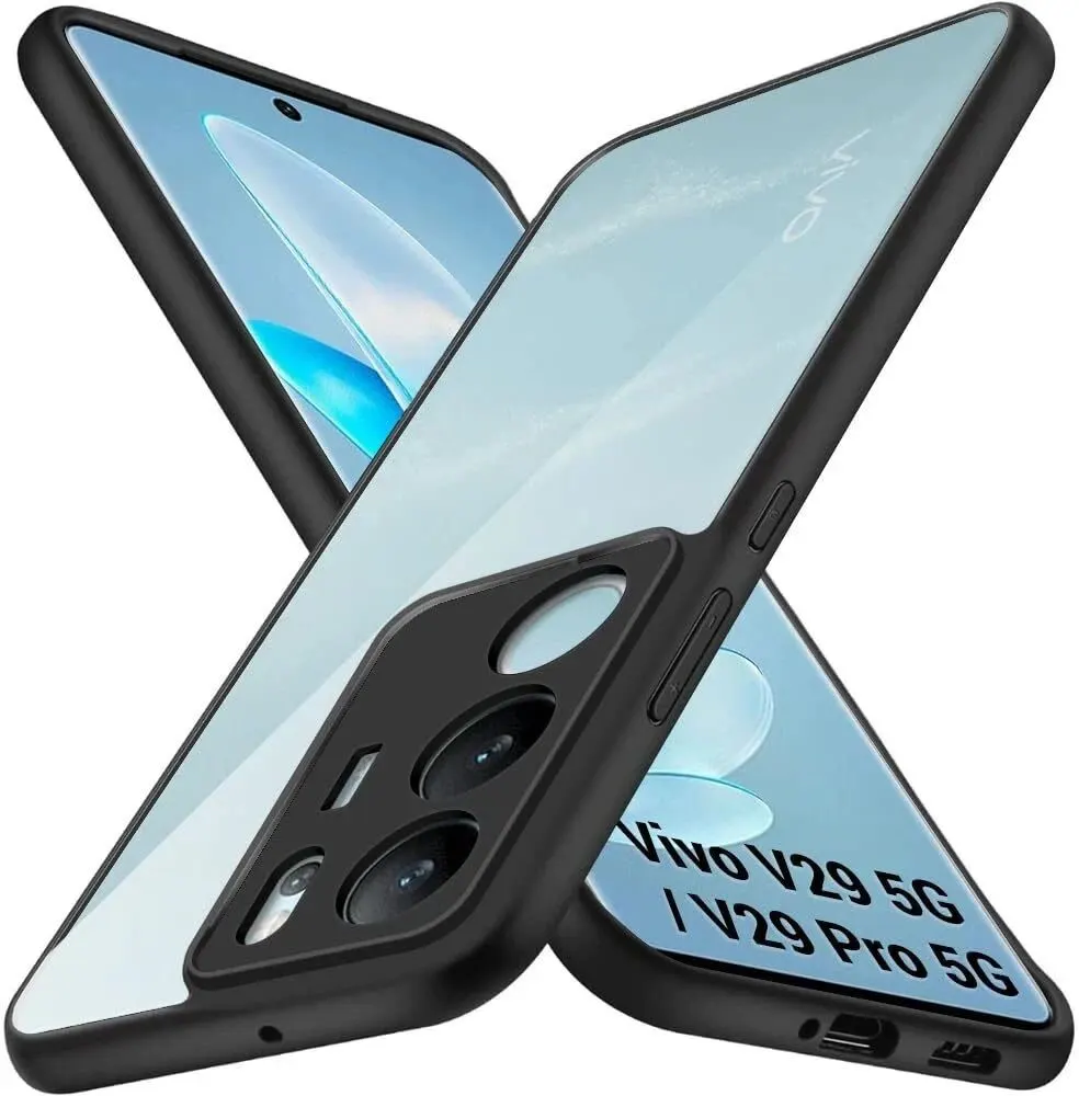 Micvir Back Cover for V29 Pro 5G (Transparent, Black, Shock Proof, Plastic, Silicon, Pack of: 1)