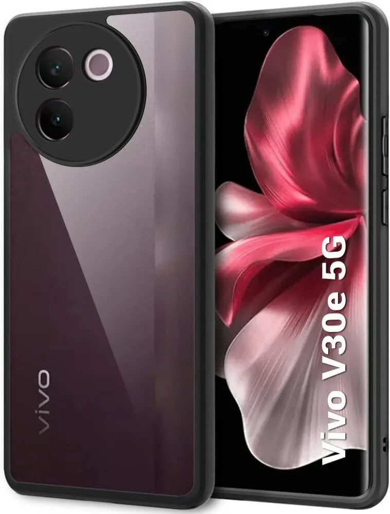 Micvir Back Cover for Vivo V30e 5G (Transparent, Black, Shock Proof, Pack of: 1)