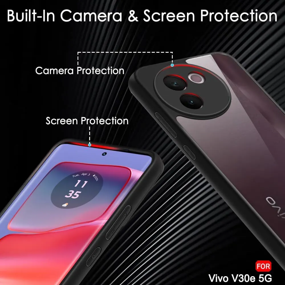 Micvir Back Cover for Vivo V30e 5G (Transparent, Black, Shock Proof, Pack of: 1) — image 3 of 5