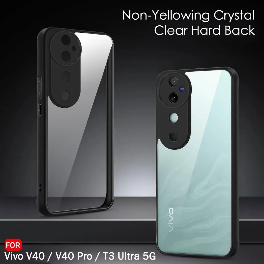 Micvir Back Cover for vivo V40 Pro 5G (Transparent, Black, Shock Proof, Plastic, Silicon, Pack of: 1) — image 2 of 5