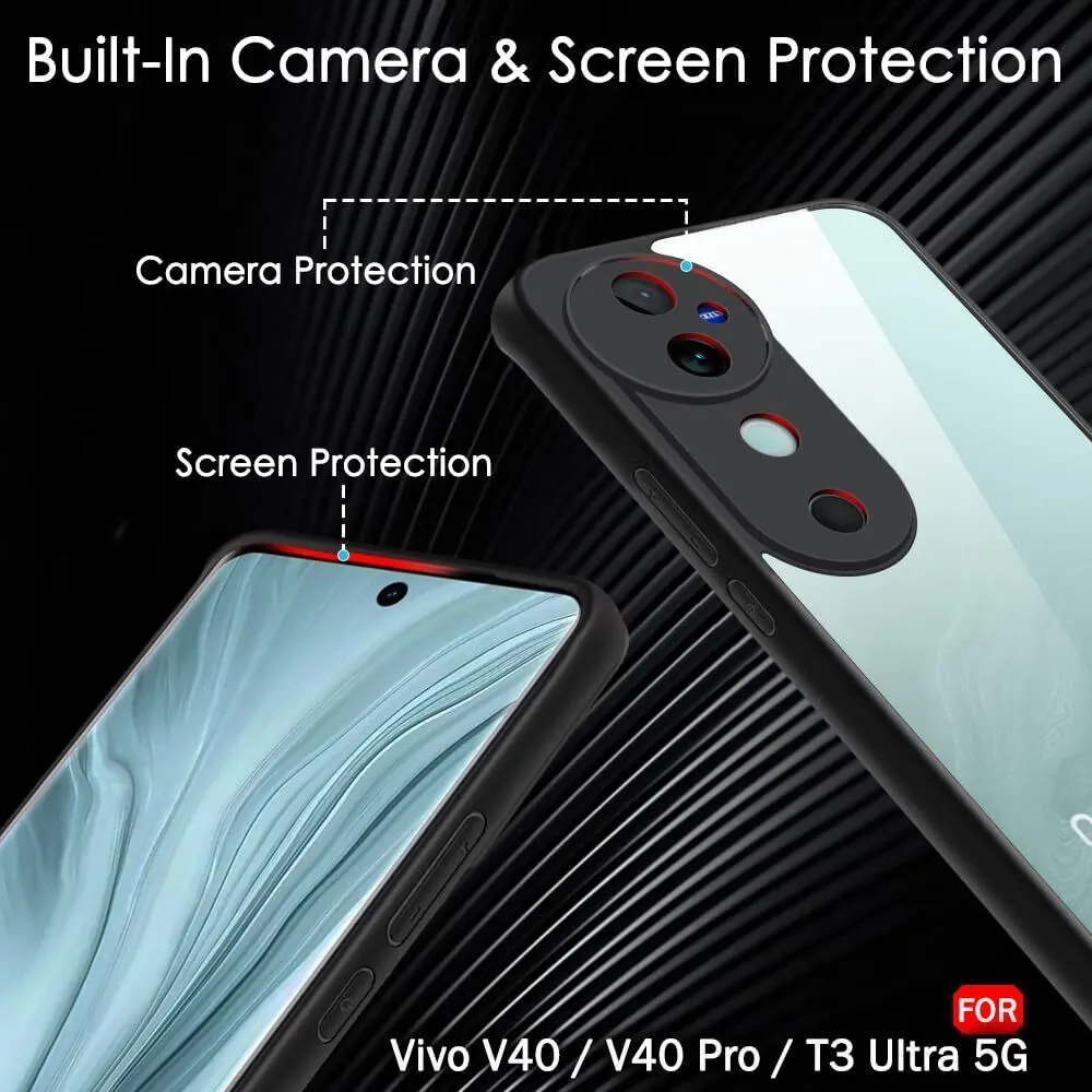 Micvir Back Cover for vivo V40 Pro 5G (Transparent, Black, Shock Proof, Plastic, Silicon, Pack of: 1) — image 3 of 5