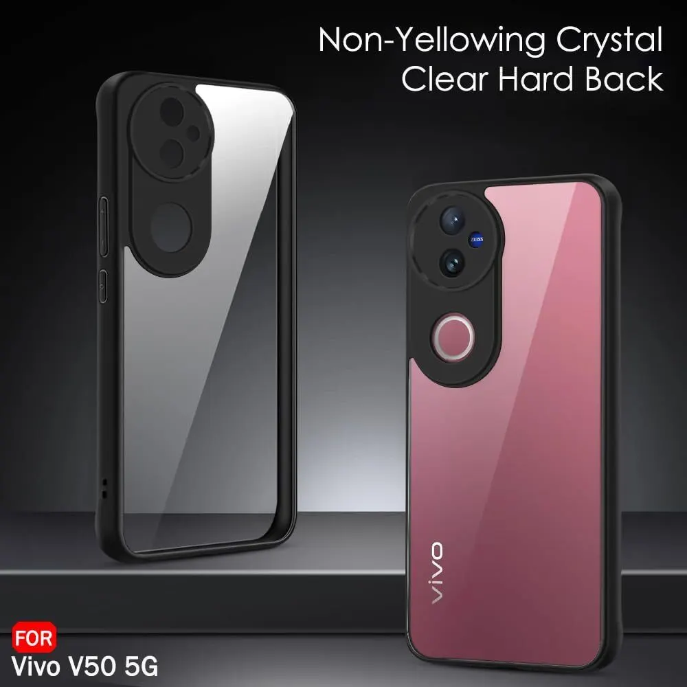 Micvir Back Cover for vivo V50 5G (Transparent, Black, Shock Proof, Plastic, Silicon, Pack of: 1) — image 2 of 5