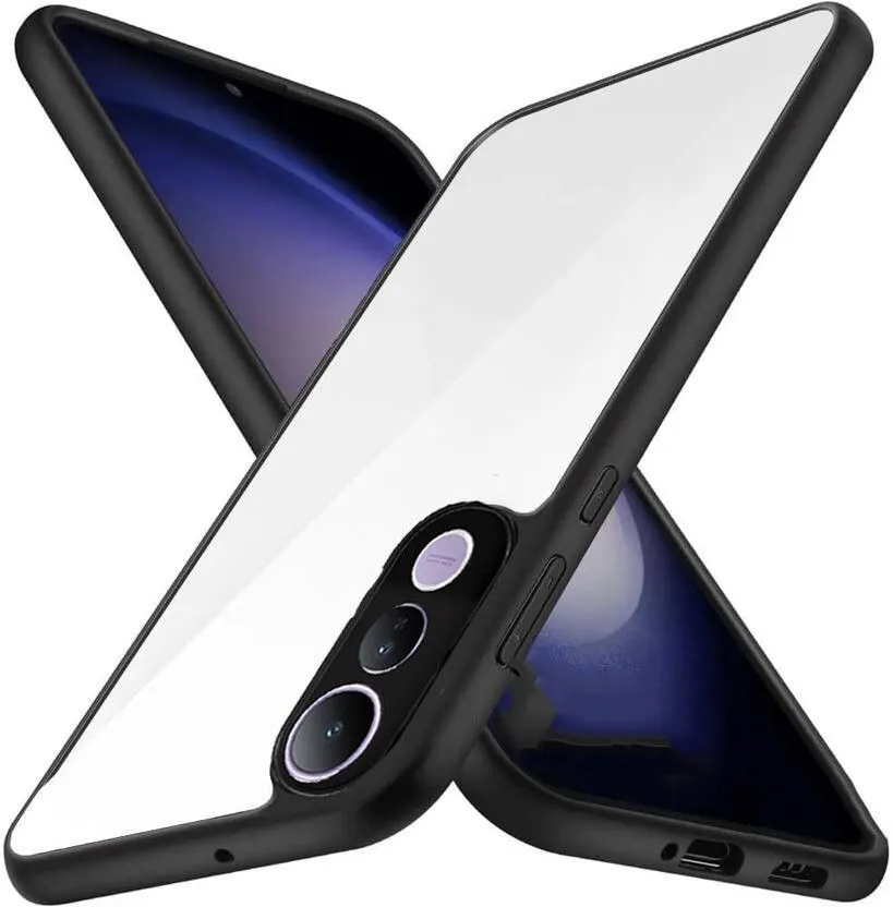 Micvir Back Cover for Vivo V50 Lite 5G (Transparent, Black, Shock Proof, Plastic, Silicon, Pack of: 1)
