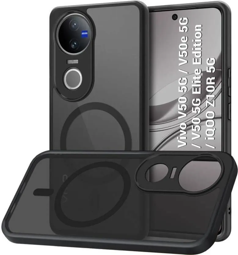 Micvir Back Cover for vivo V50 5G Elite Edition (Black, Shock Proof, Plastic, Silicon, Pack of: 1)