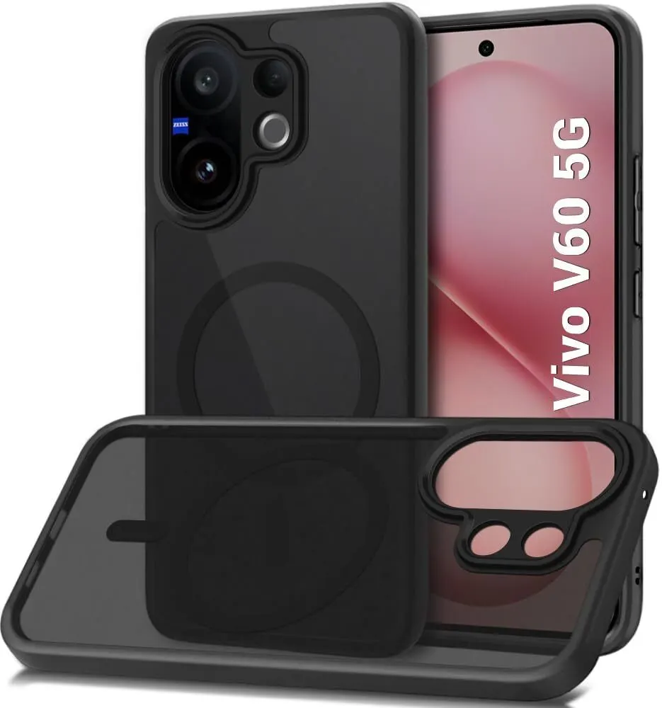 Micvir Back Cover for Vivo V60 5G (Black, Shock Proof, Plastic, Silicon, Pack of: 1)