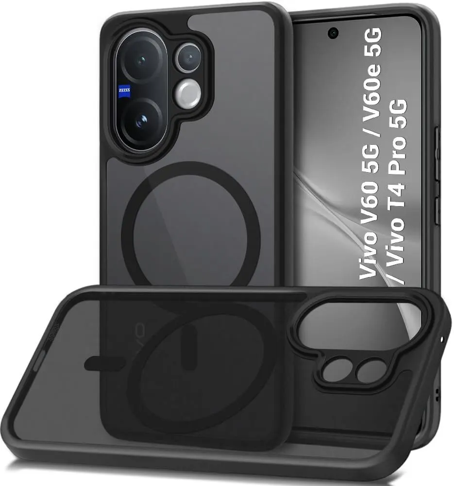 Micvir Back Cover for Vivo V60e 5G (Black, Shock Proof, Plastic, Silicon, Pack of: 1)