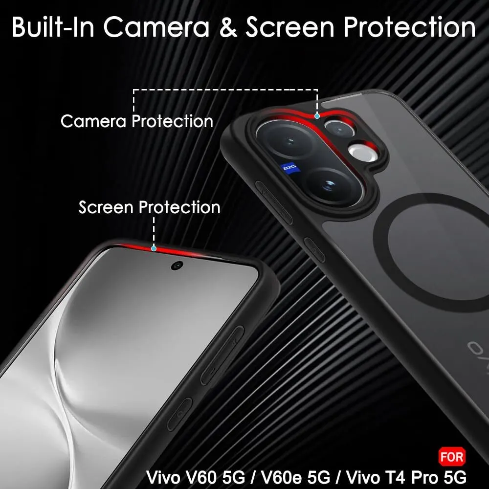 Micvir Back Cover for Vivo V60e 5G (Black, Shock Proof, Plastic, Silicon, Pack of: 1) — image 4 of 5